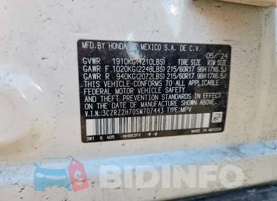 3CZRZ2H70SM707443 Photo# 14