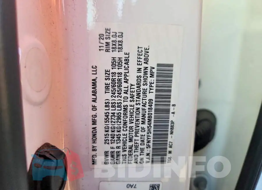 5FNYF5H54MB018409 Photo# 13