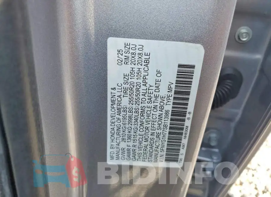 5FNYG1H77SB113986 Photo# 14