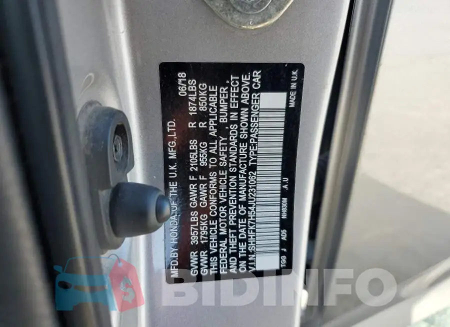 SHHFK7H54JU231062 Photo# 12