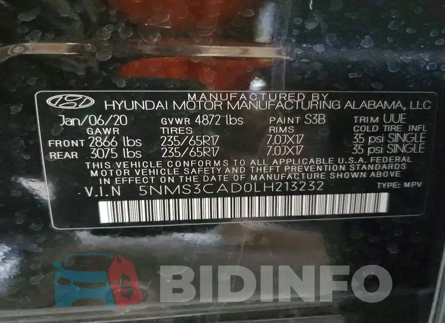 5NMS3CAD0LH213232 Photo# 12