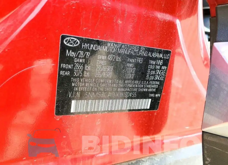 5NMS3CAD1KH130455 Photo# 13