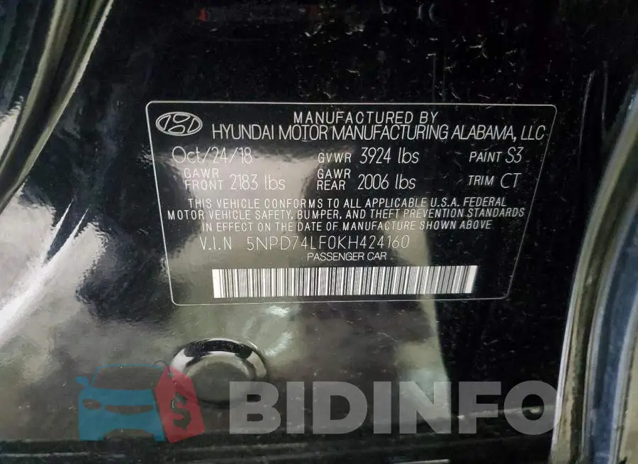 5NPD74LF0KH424160 Photo# 12