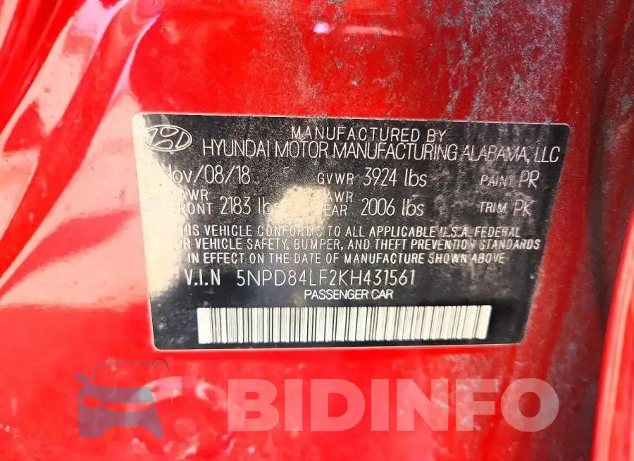 5NPD84LF2KH431561 Photo# 13