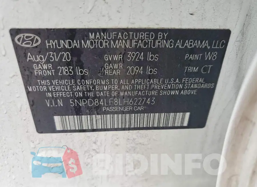 5NPD84LF8LH622743 Photo# 13