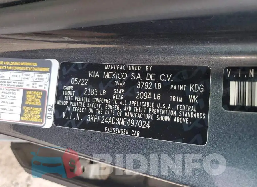3KPF24AD3NE497024 Photo# 12