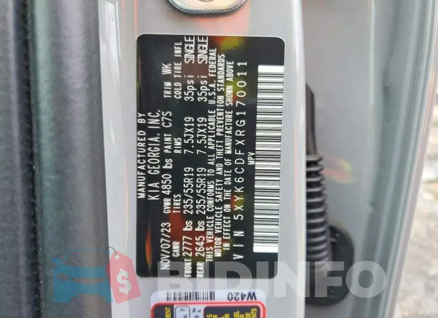 5XYK6CDFXRG170011 Photo# 13