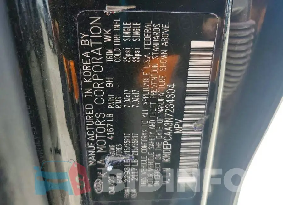 KNDEPCAA3N7234304 Photo# 13
