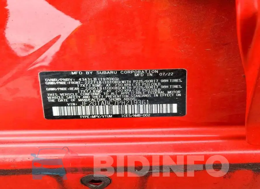 JF2GTABC7PH219361 Photo# 14