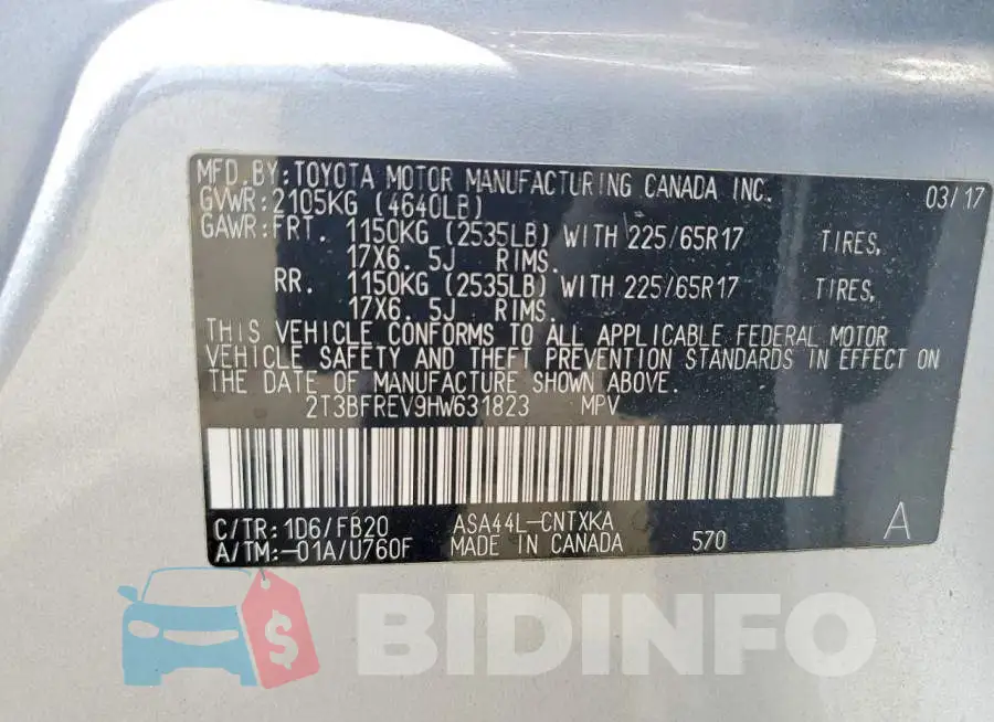 2T3BFREV9HW631823 Photo# 12