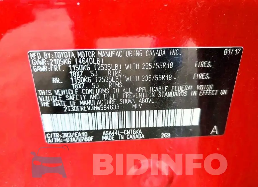 2T3DFREV3HW594633 Photo# 13