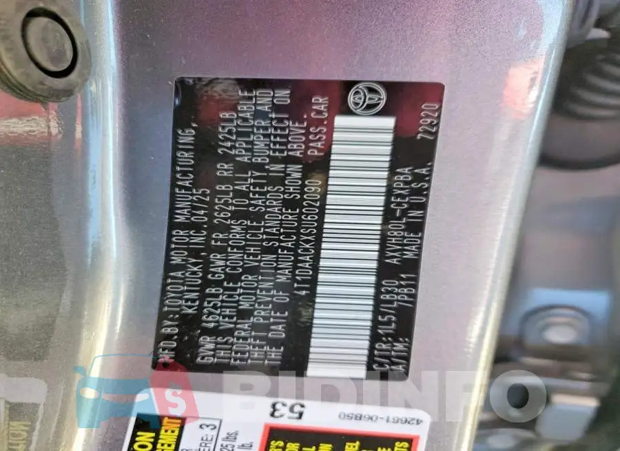 4T1DAACKXSU602090 Photo# 12