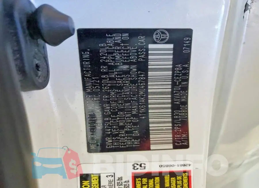 4T1K61AK2MU467847 Photo# 13