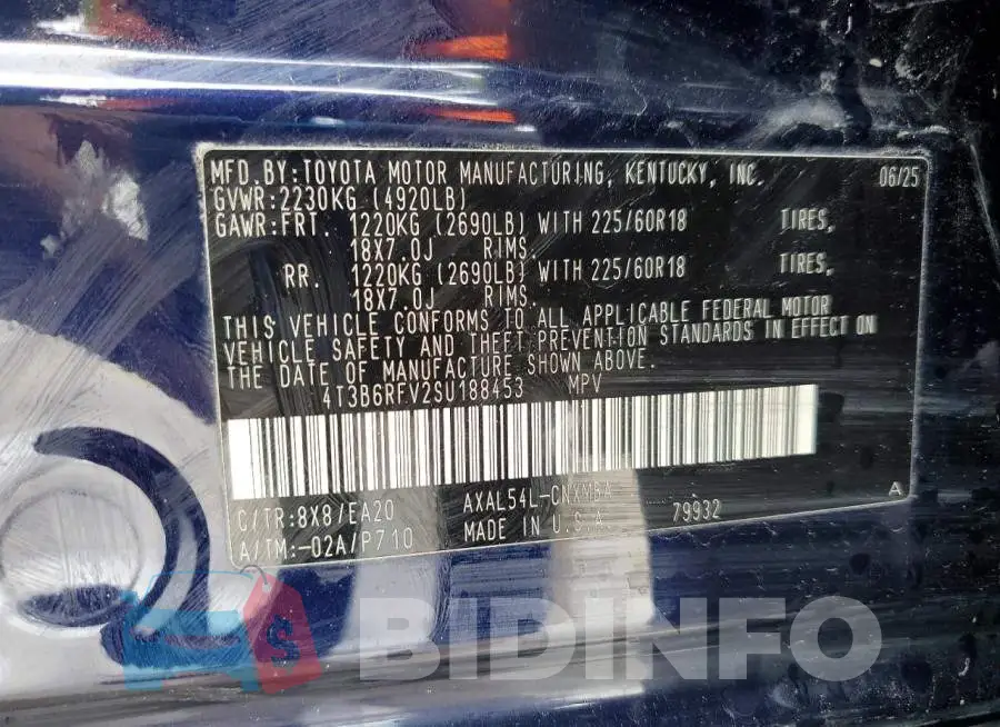 4T3B6RFV2SU188453 Photo# 14