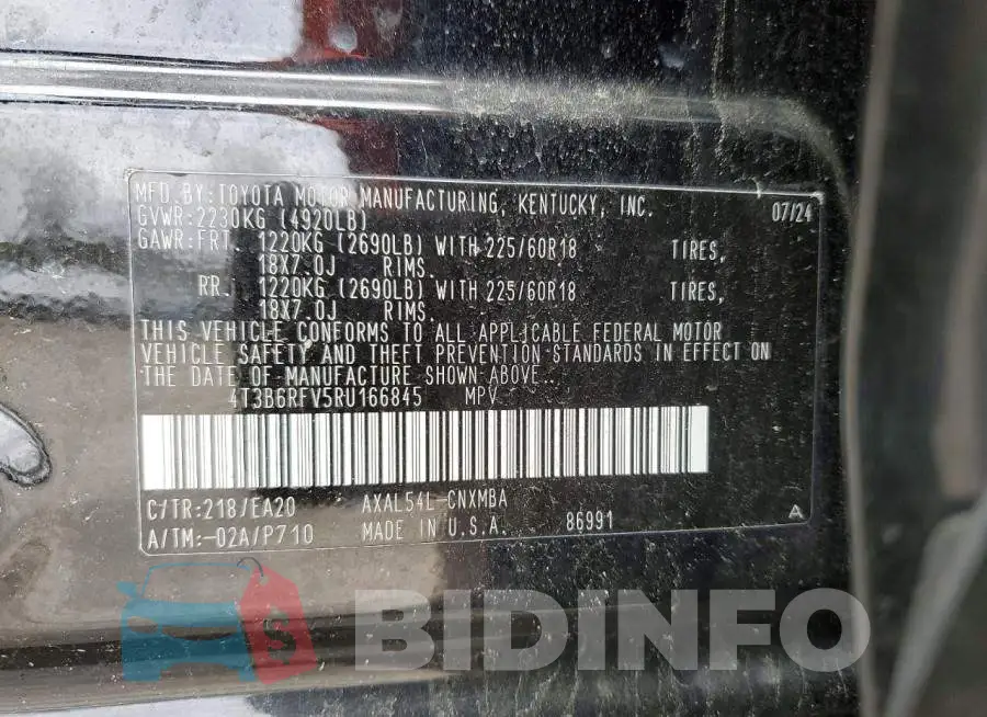4T3B6RFV5RU166845 Photo# 13
