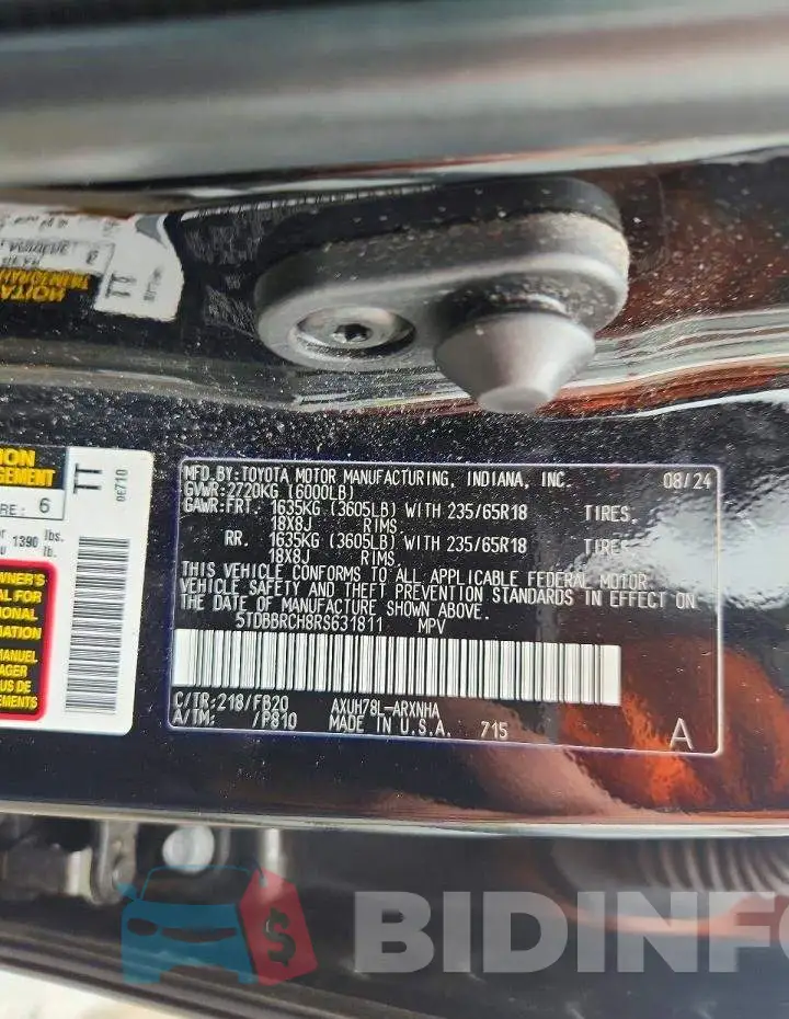 5TDBBRCH8RS631811 Photo# 14