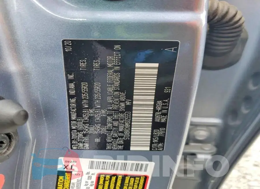 5TDXBRCH8MS025553 Photo# 13