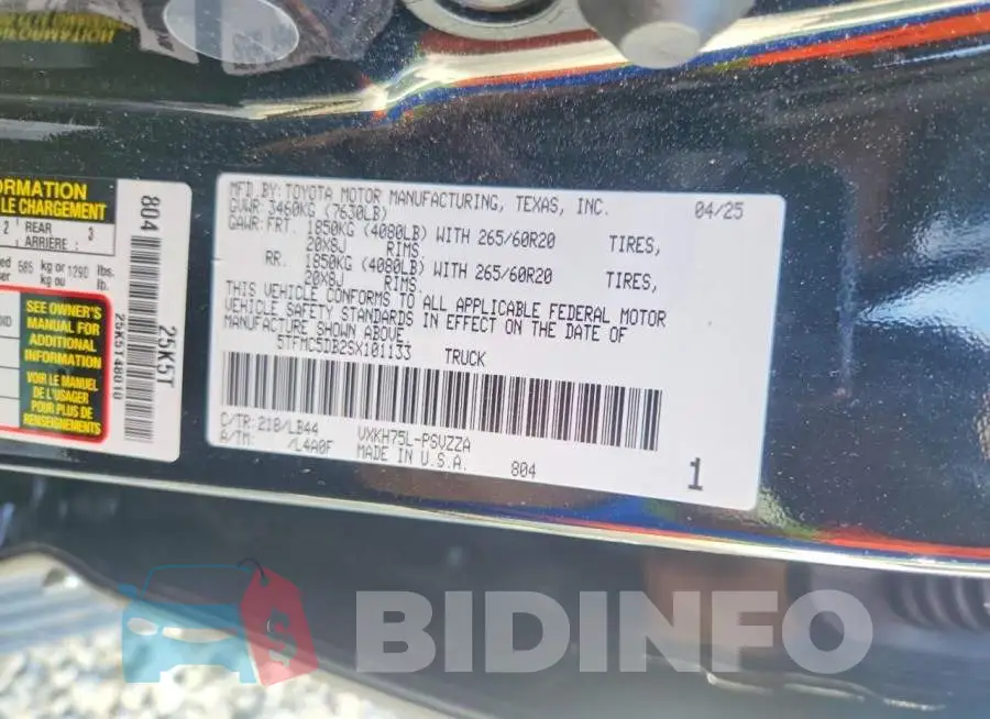5TFMC5DB2SX101133 Photo# 12