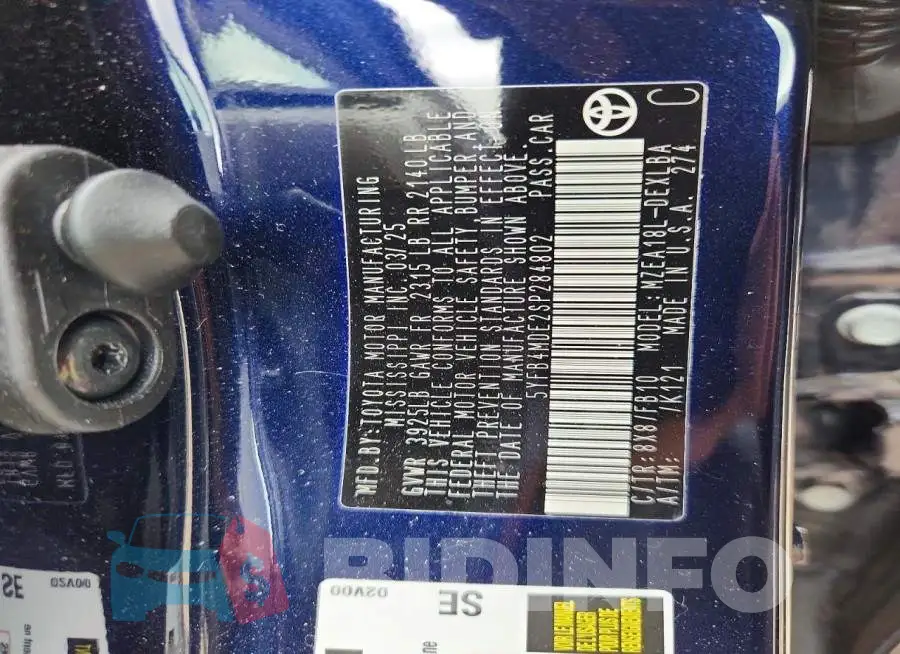 5YFB4MDE2SP284802 Photo# 12