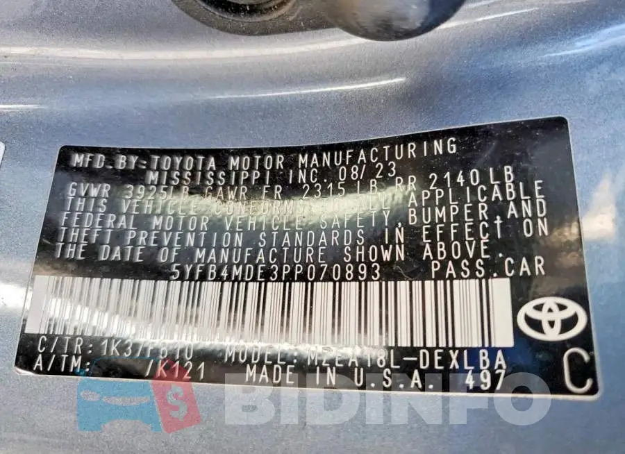 5YFB4MDE3PP070893 Photo# 12