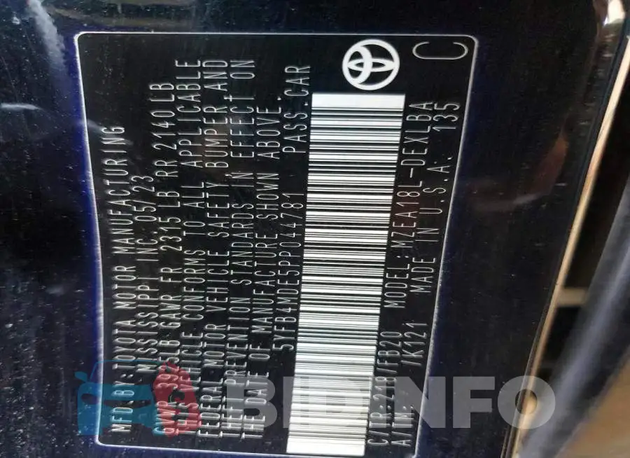 5YFB4MDE5PP044781 Photo# 12