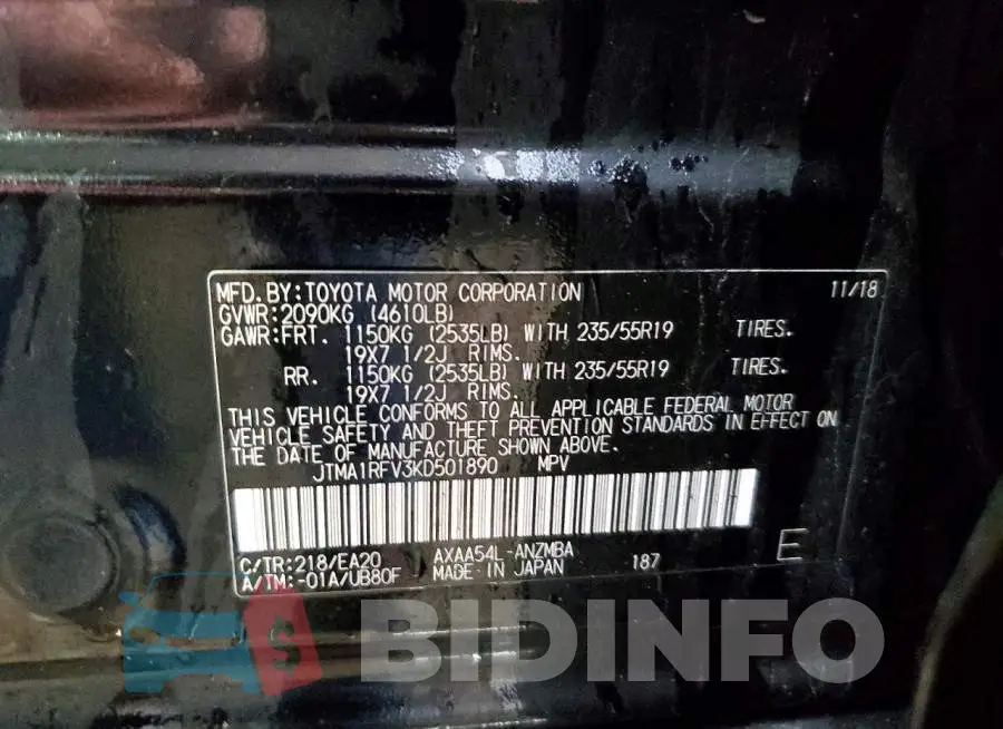 JTMA1RFV3KD501890 Photo# 12