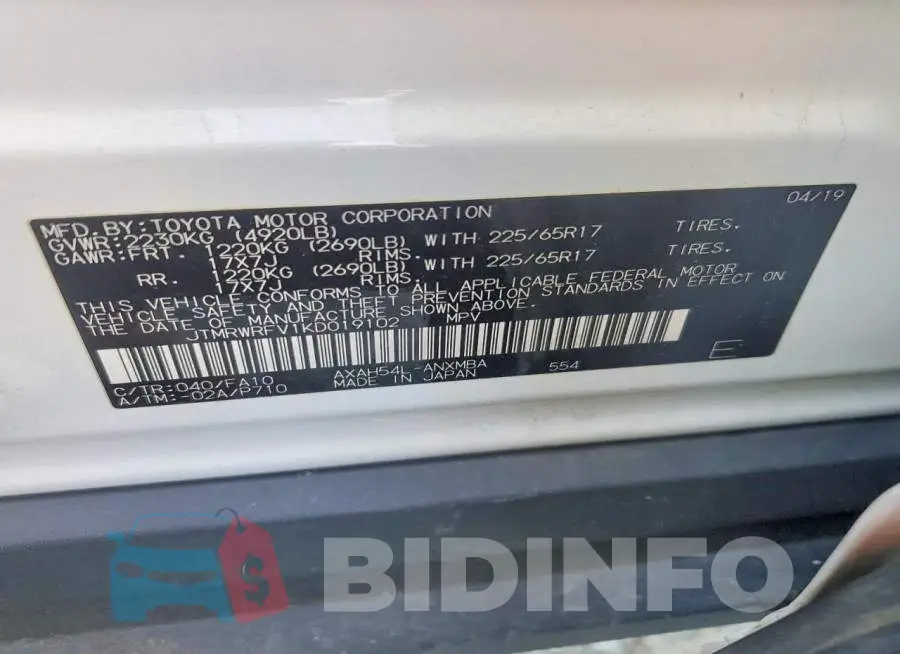 JTMRWRFV1KD019102 Photo# 13