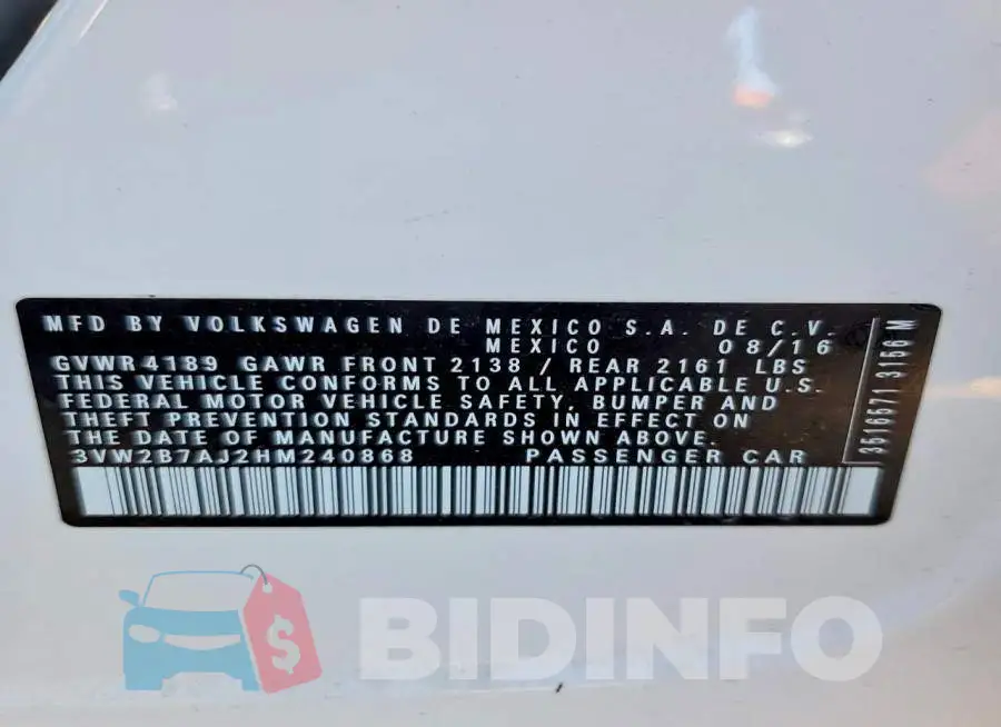 3VW2B7AJ2HM240868 Photo# 12