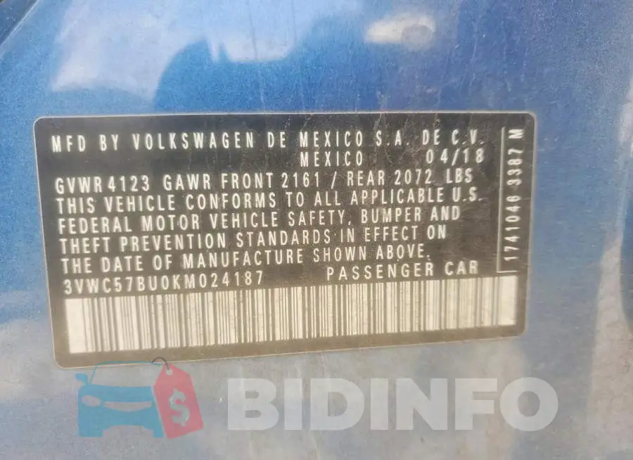 3VWC57BU0KM024187 Photo# 12