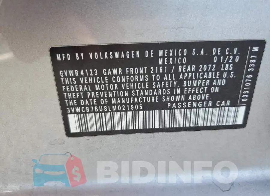 3VWCB7BU8LM021905 Photo# 12