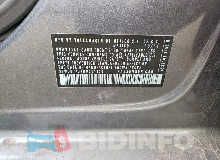 3VWDB7AJ7HM261126 Photo# 13