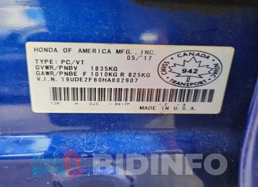 19UDE2F80HA802907 Photo# 12