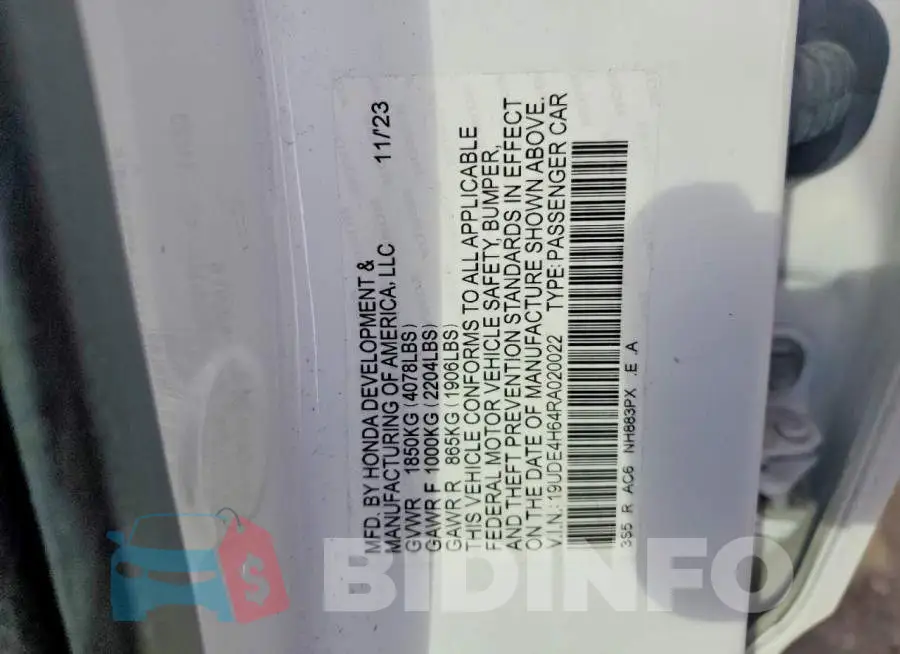 19UDE4H64RA020022 Photo# 12
