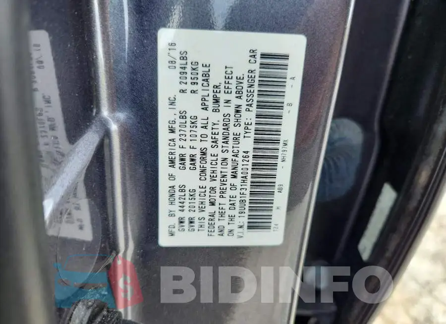 19UUB1F31HA001264 Photo# 12