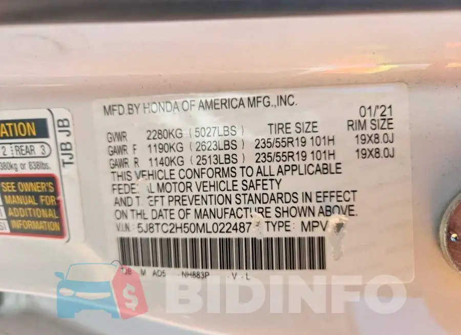 5J8TC2H50ML022487 Photo# 13