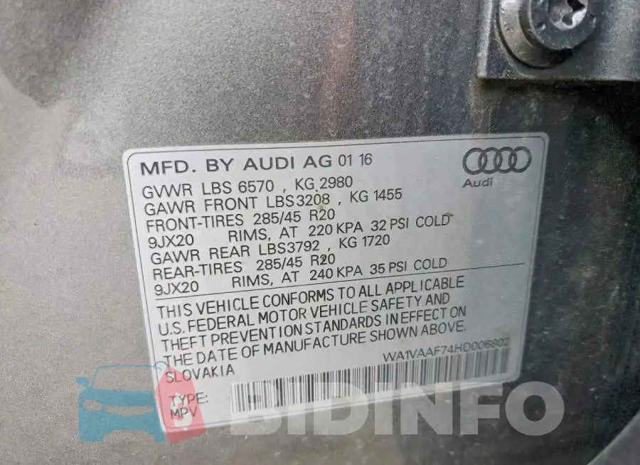 WA1VAAF74HD006802 Photo# 14