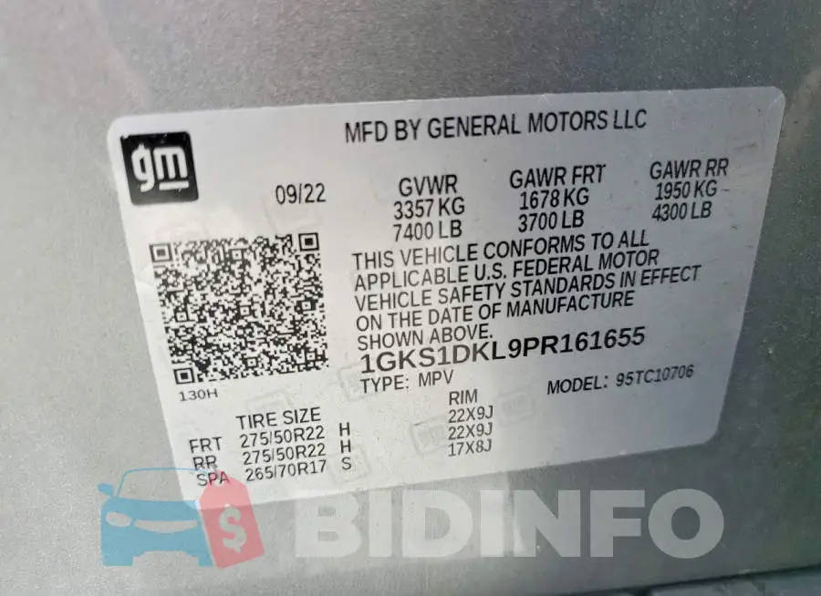 1GKS1DKL9PR161655 Photo# 13