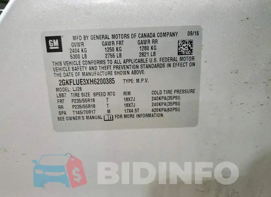 2GKFLUE3XH6200385 Photo# 12