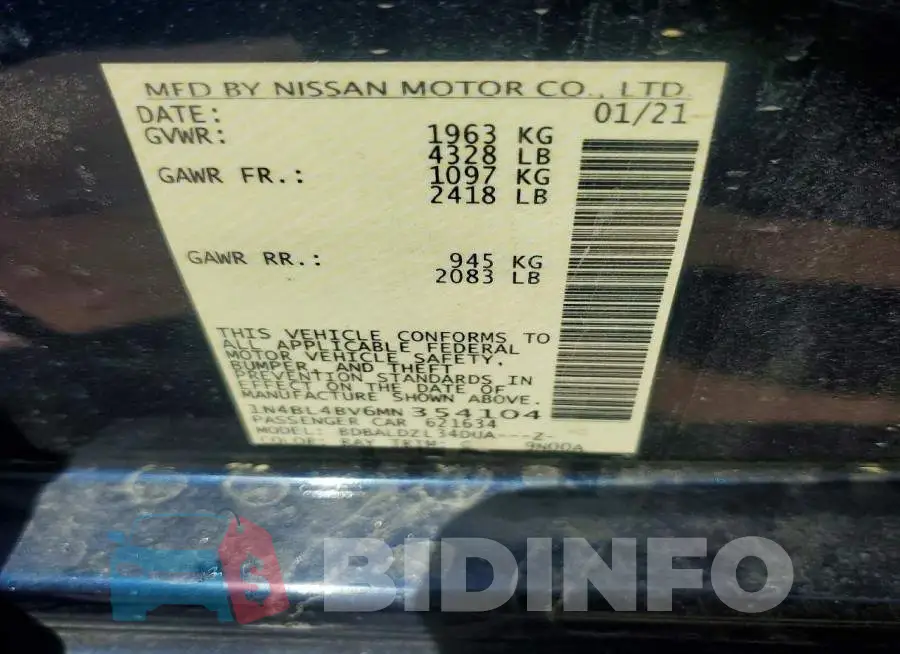 1N4BL4BV6MN354104 Photo# 12