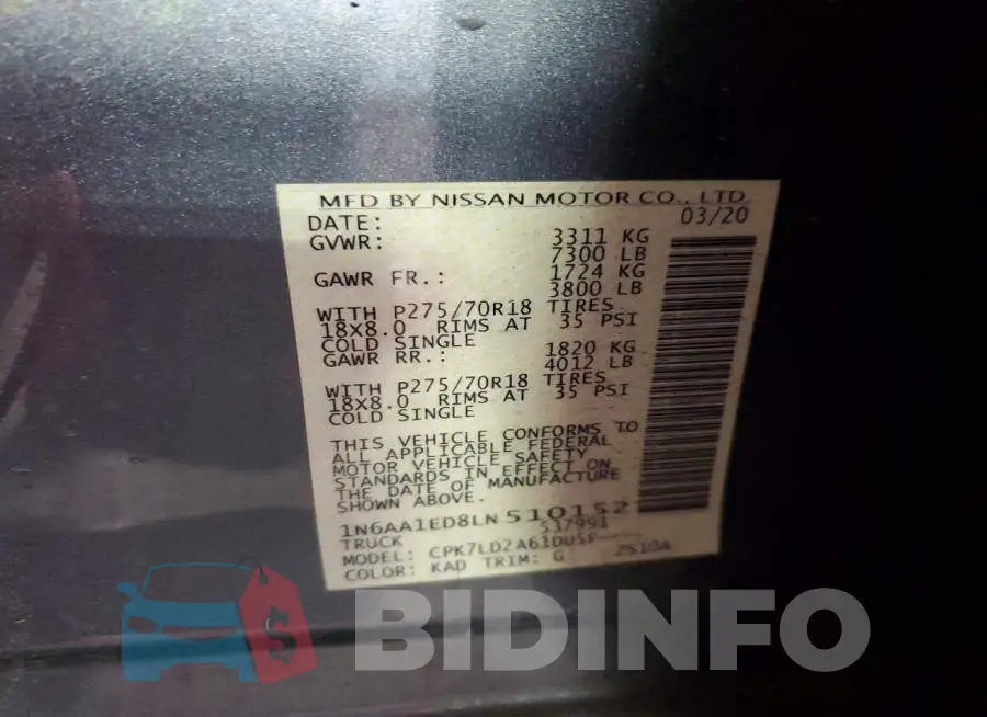 1N6AA1ED8LN510152 Photo# 12