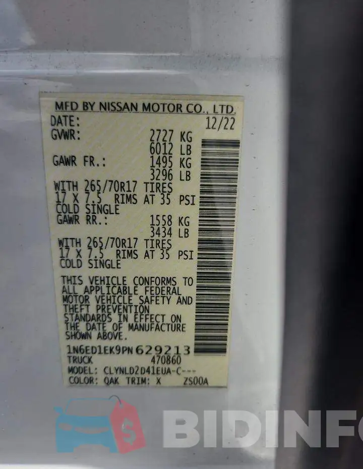 1N6ED1EK9PN629213 Photo# 13