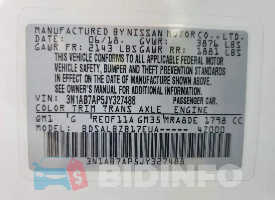 3N1AB7AP5JY327488 Photo# 13