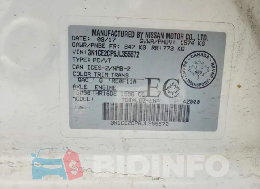 3N1CE2CP6JL355572 Photo# 12