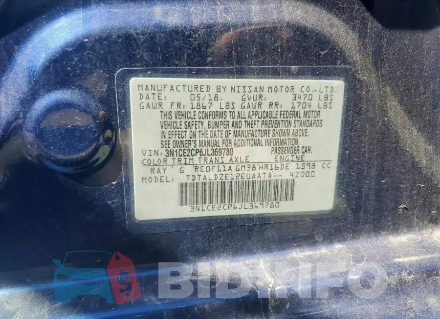 3N1CE2CP6JL369780 Photo# 12