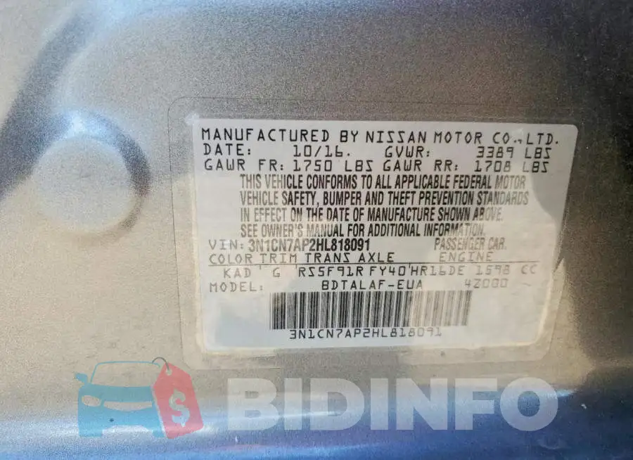 3N1CN7AP2HL818091 Photo# 12