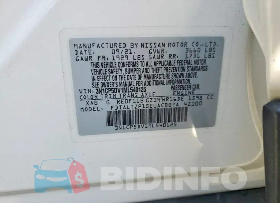 3N1CP5DV1ML540125 Photo# 13