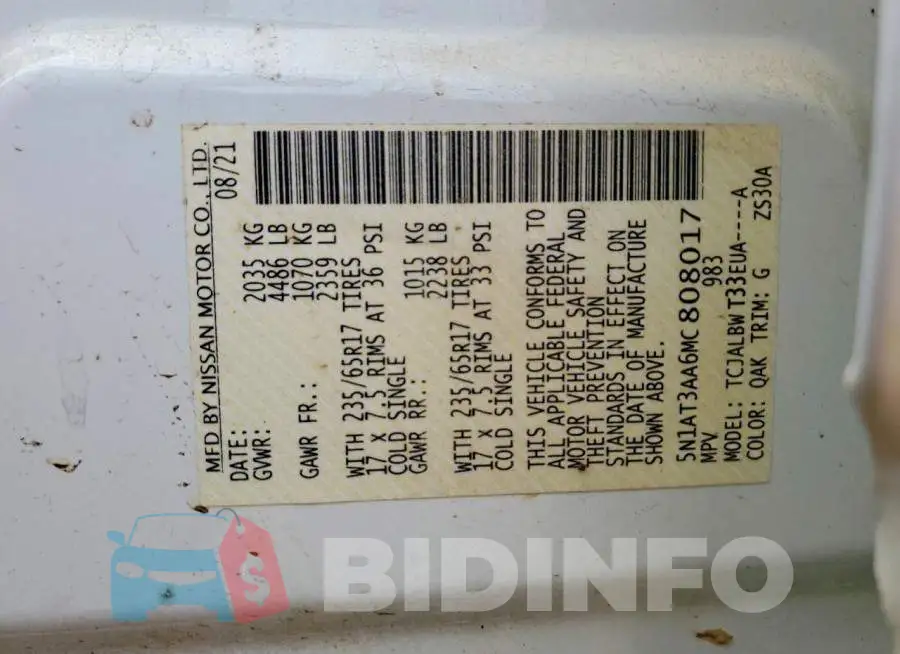 5N1AT3AA6MC808017 Photo# 13