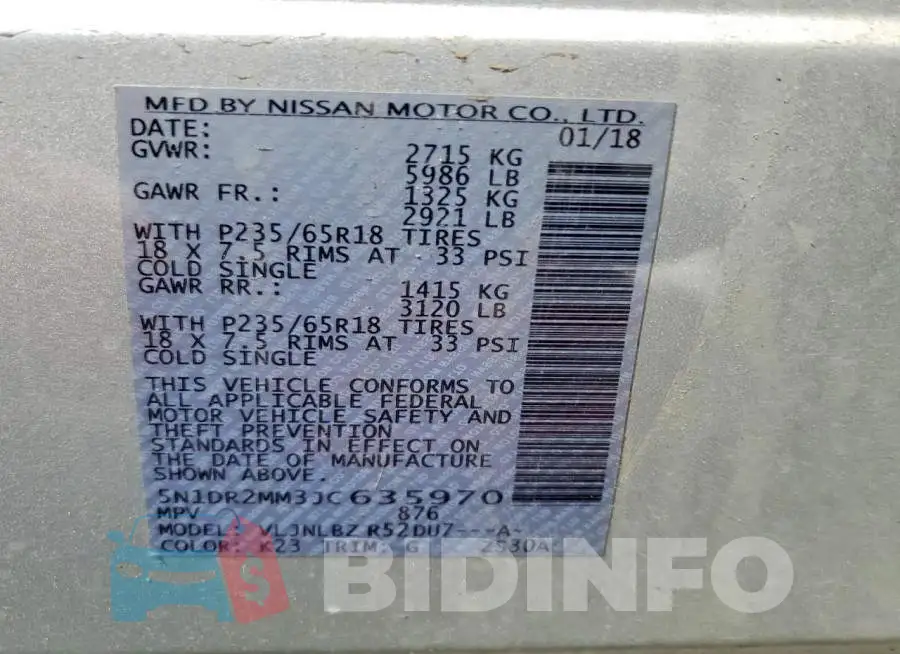 5N1DR2MM3JC635970 Photo# 13
