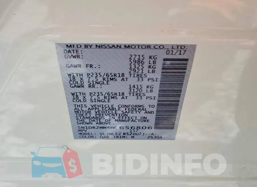 5N1DR2MM4HC656806 Photo# 12