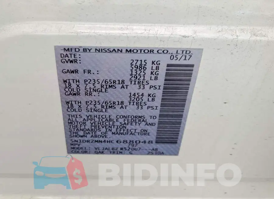 5N1DR2MN4HC688048 Photo# 12